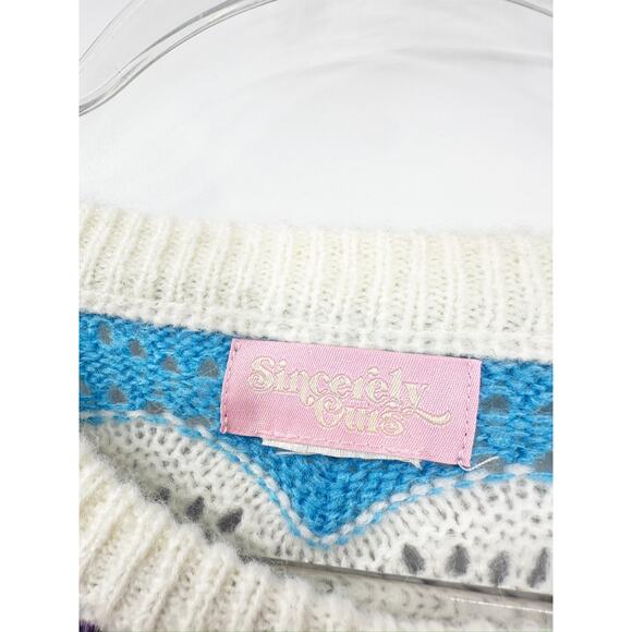 Sincerely Ours Over The Rainbow Multicolor Scalloped Knit Crewneck Sweater - Picture 4 of 4